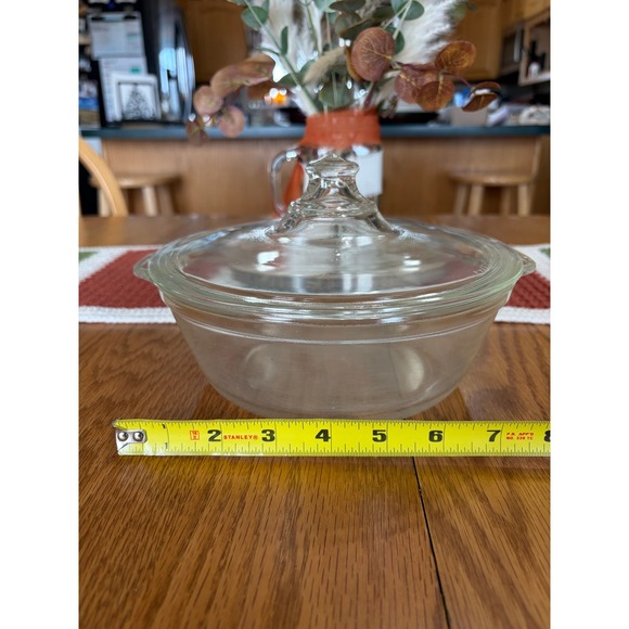 Pyrex Other - Vintage Pyrex 023 Clear Glass 1.5 Qt Round Casserole Dish with Lid Tab Handles